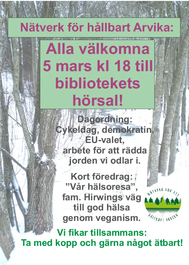 Affish för nästa möte med “Nätverk för hållbart Arvika”